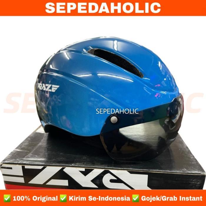 Helm Sepeda Dewasa Raze R 18 Visor Kaca Bicycle Helmet