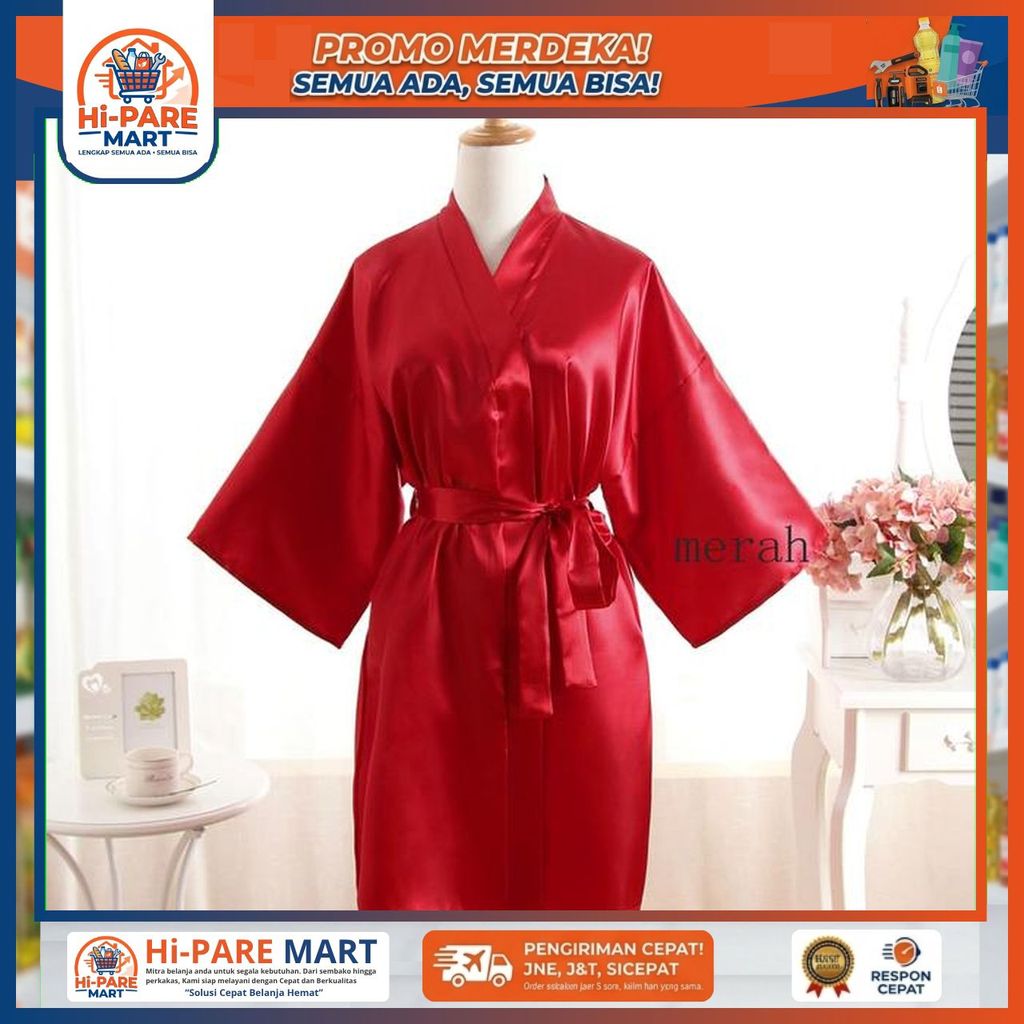 BAJU DINAS WANITA LINGERIE KIMONO TIDUR PIYAMA BAHAN SUTRA NYAMAN DIPAKAI