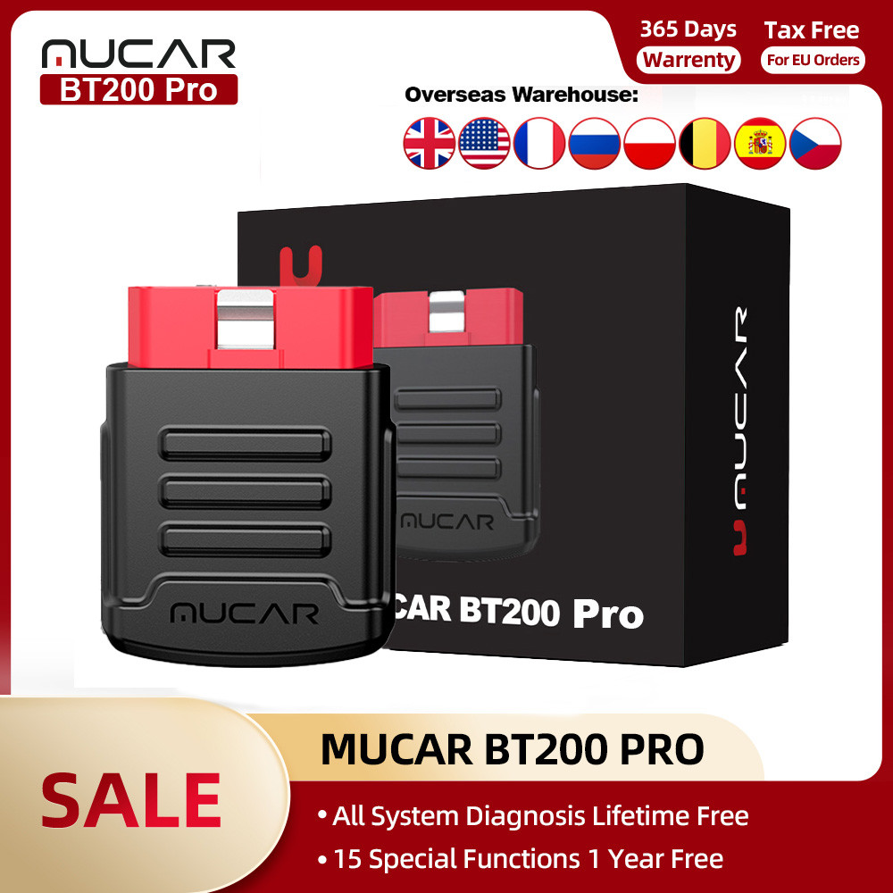 MUCAR BT200 Pro Lifetime Free All Car Full System 15 Reset Obd 2
