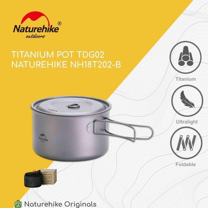 Ready TITANIUM POT TDG02 NATUREHIKE NH18T202-B PANCI NESTING CAMPING UL