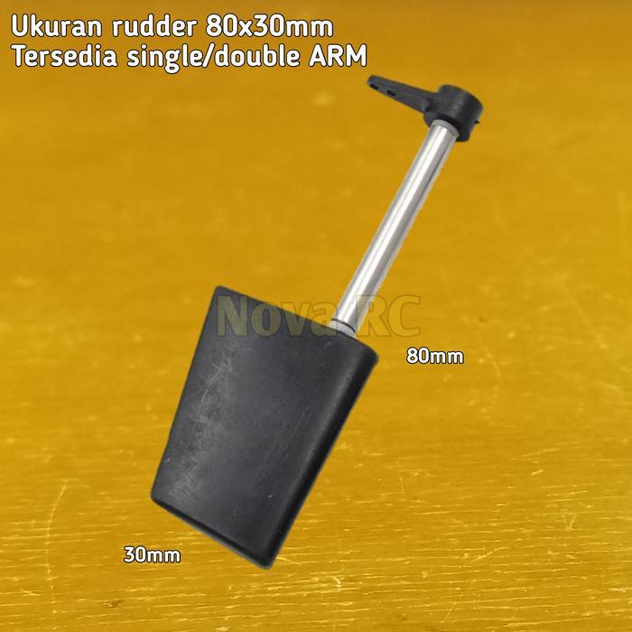 Rc tug boat rudder 80x30mm bahan paduan plastik dan stainless steel