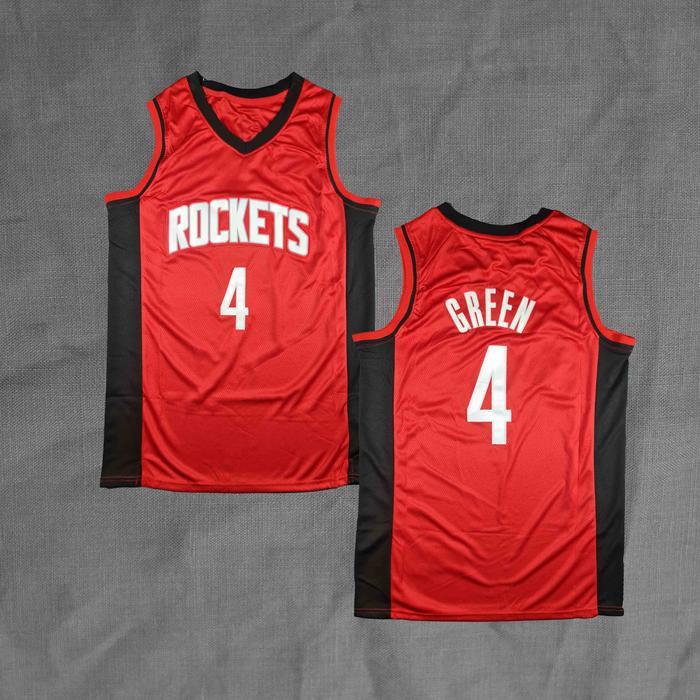 BORDIR BAJU JERSEY BASKET JALEN GREEN #4 ROCKETS MERAH