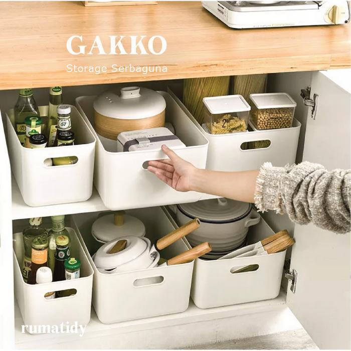 GAKKO Storage Penyimpanan Dengan Tutup Serbaguna Estetik Aesthetic Putih Storage Box Organizer Rumah
