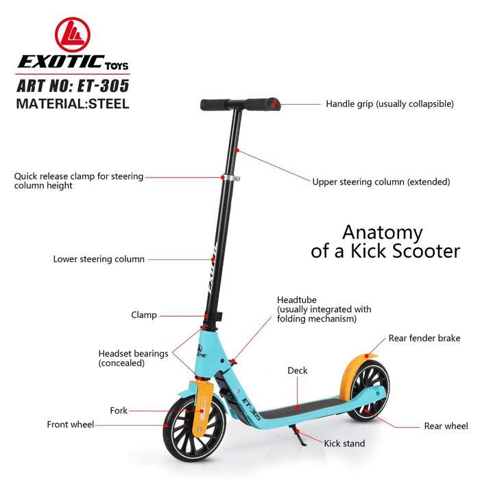 Exotic Toys Scooter Skuter Exotic By Pacific Bike Hb312 W/Susp Roda Pu Besar 200Mm Mudah Lipat Rem