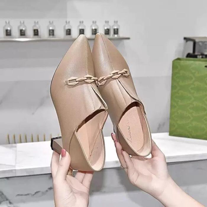 TOP Sepatu Boots Heels Shoes Wanita Korea BO9068 - KHAKI, 36