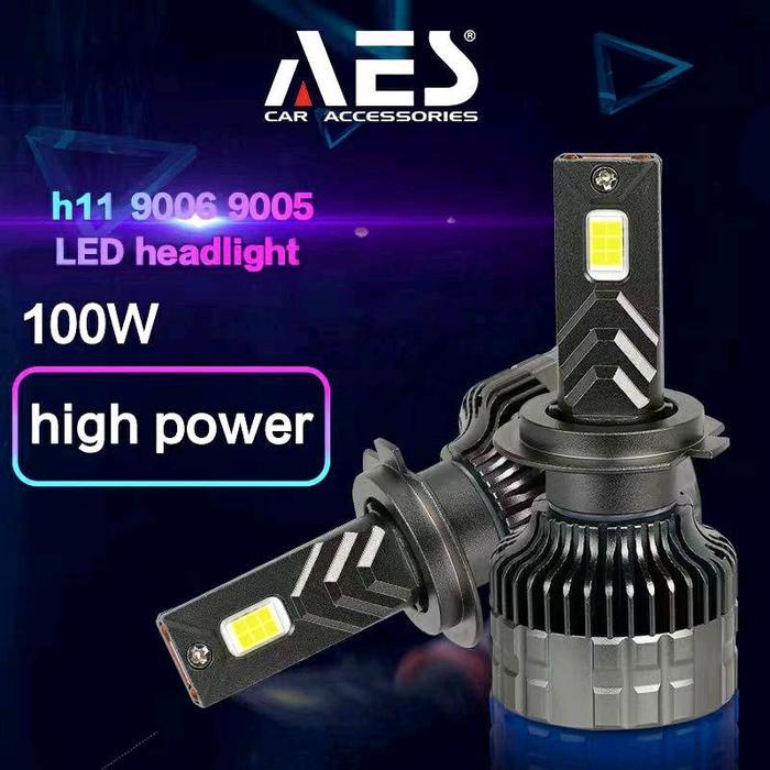 Led Turbo H11 H7 HB3 HB4 H4 AES 100 watt Headlamp Foglamp Bergaransi
