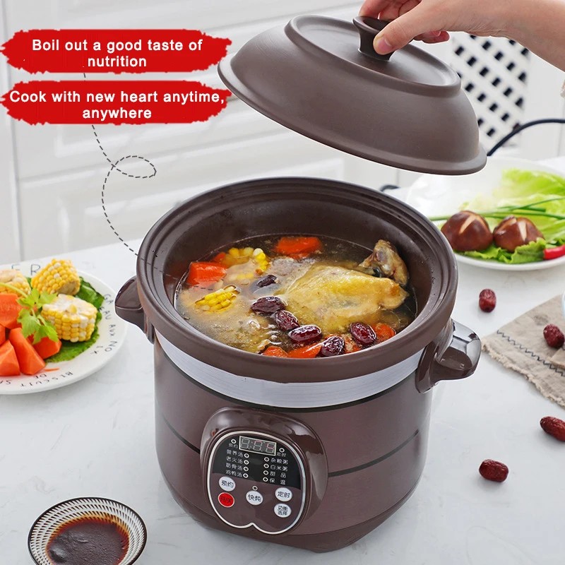Electric Stew Cooker Household Automatic Smart Soup Pot Purple Sand Stew Pot Ceramic Electric