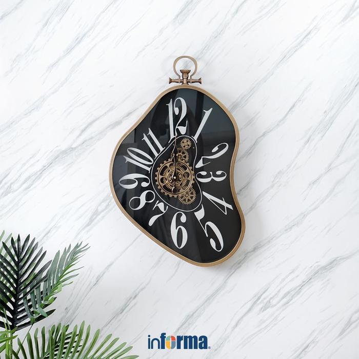 Informa Home - 39X8X62 Cm Jam Dinding Gear - Hitam/Gold