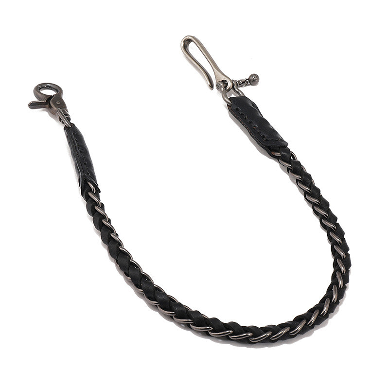 Men Punk Style Genuine Leather Biker Keychain Handcrafted Jeans Wallet Waist Chain Men's Rock Design