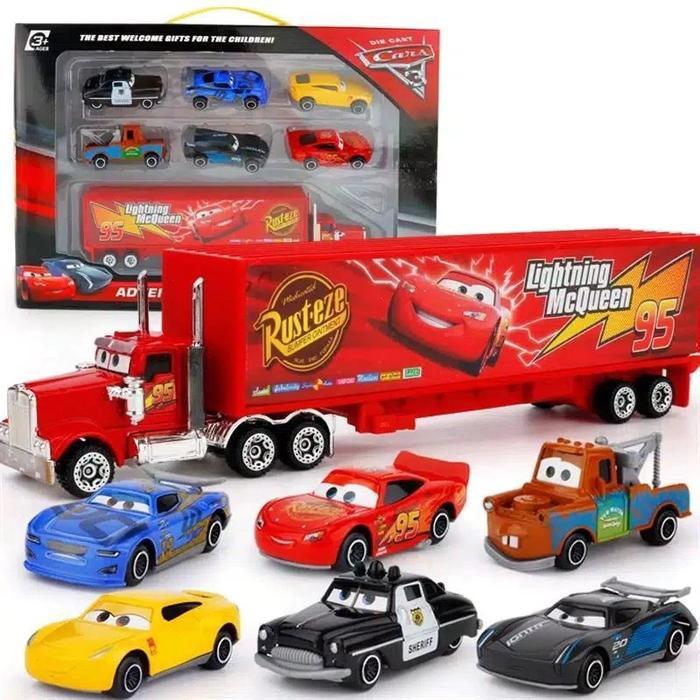 Mainan Mobil Cars Set 7 Pcs Cars 3 McQueen Truck Set 7 Pcs