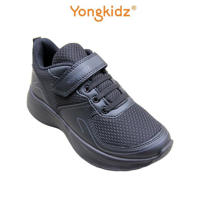 YONGKIDZ ENZI SNEAKERS Sepatu Sneakers Anak Sekolah Hitam - Alas Kaki Kasual dengan Bahan Mesh dan S