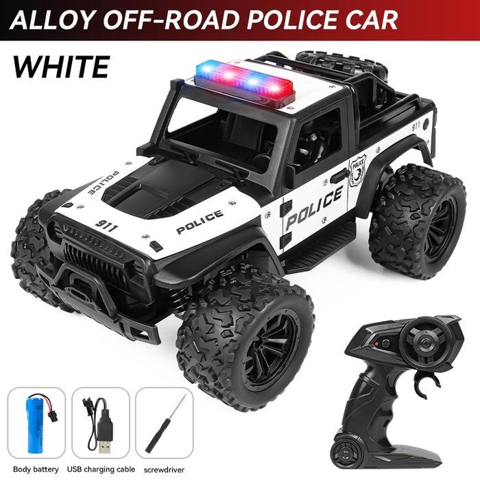 Mobil Polisi Besar Bisa Bunyi Nyala 2.4GHZ Mobil Remote Control Anak RC Offroad - Putih