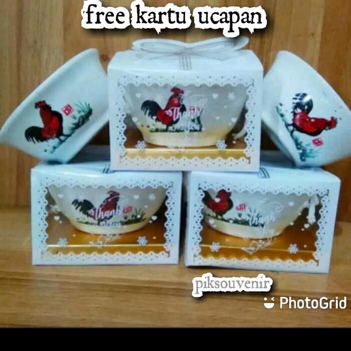 Ada Stok Souvenir pernikahan mangkok motif ayam jago kemasan mika isi 24pcs souvenir hadiah/souvenir