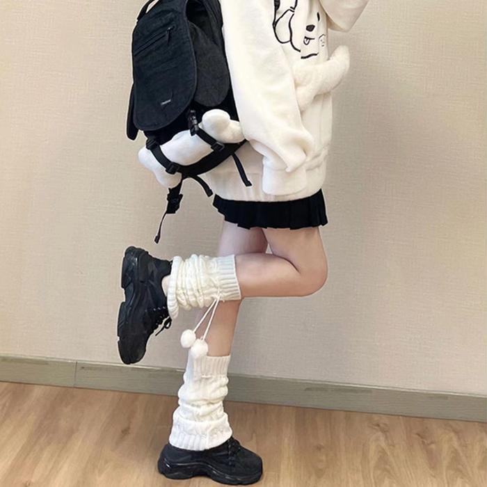 Kaos Kaki Japanese Style Leg Warmer Gothic Lolita Socks Punk Leg Warmer Vintage Socks White & Black