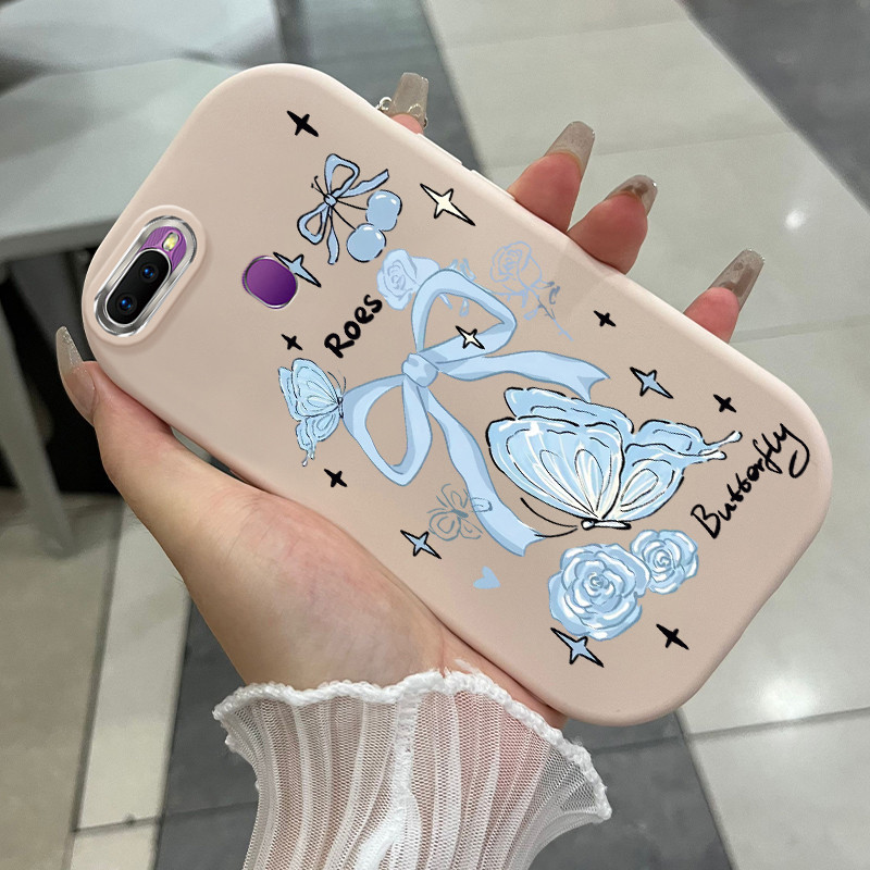 Casing Hp Untuk OPPO F9 F9 Pro A7x Realme 2 Pro U1 Case Casing Kupu-kupu Gradient dengan Bunga Teh G