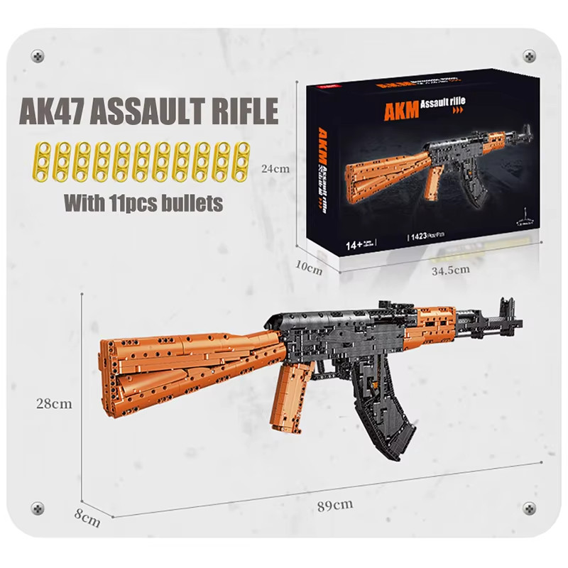 1423pcs Assault Rifle AK47 Building Blocks Military Series Rifle Children's Educational Assembly Toy