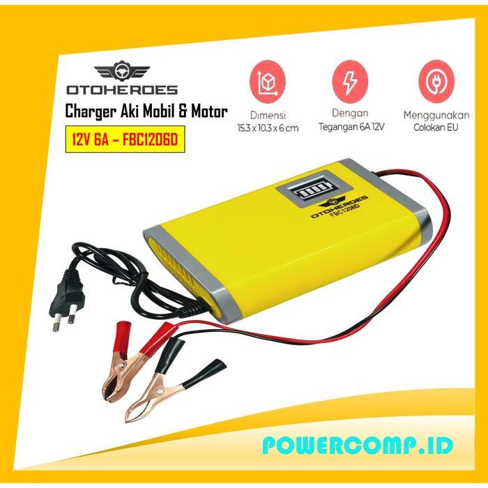 CHARGER ACCU ACU 12 VOLT! OTOHEROES CHARGER AKI MOBIL BATTERY CHARGER 12V 6A 20-80 AH - LEAD ACID