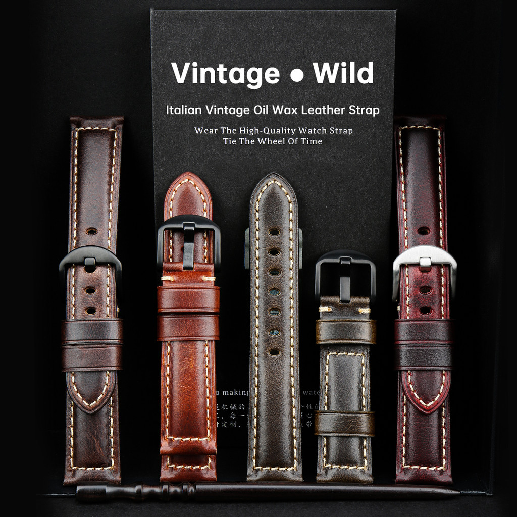 Watchband Watch Accessories Fashion Red Leather Watch Strap For Panerai SEIKO TISSOT Smartwatch