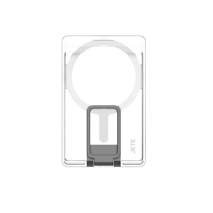 Magnetic Card Holder Dompet Kartu Magnet Transparan dengan Dudukan Lipat Snap On untuk Ponsel 4.7-6.