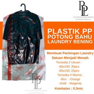 Plastik Laundry Satuan Gantung Baju / Plastik Laundry PP Cutting Bahu Print / Plastik Hanger Laundry