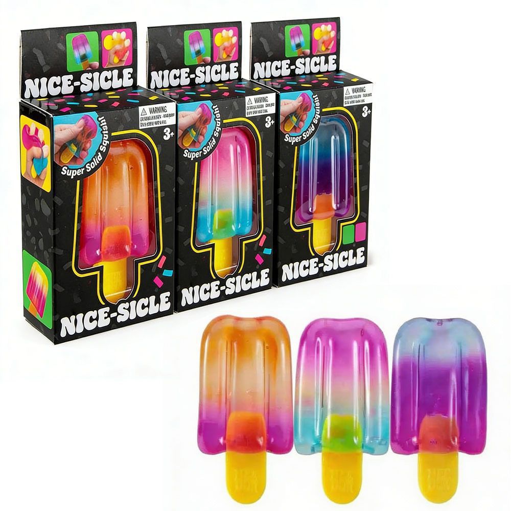 Schylling NeeDoh Complete Fidget Toy Super , Popsicle/Jellyfish/Ice Cube/Fuzz Ball SlowRebound
