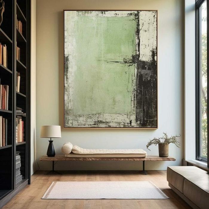 OBRAL lukisan abstrak modern minimalis ukuran jumbo sudah dengan frame