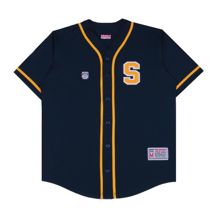 Skaters Jersey Baseball Kaos Baseball Jersey Lengan Panjang Bordir Navy - S Kings XJ016 Navy - S