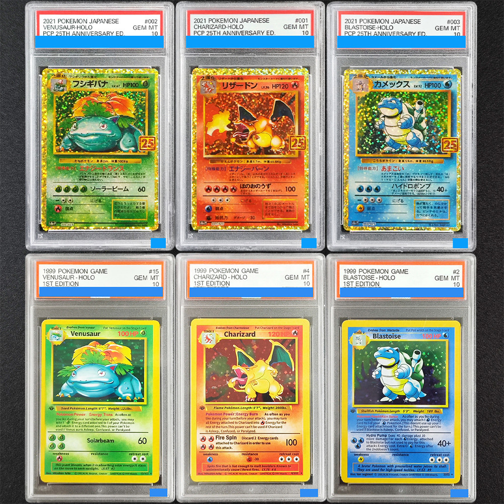 DIY PTCG Rating Card Japanese Charizard #001 Venusaur #002 Blastoise #003 s8a-P 25th Anniversary