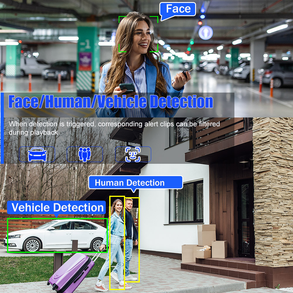 10CH 5MP WiFi NVR with Face, Human and Vehicle Detection Supports iCSEE and Xmeye-Pro Apps