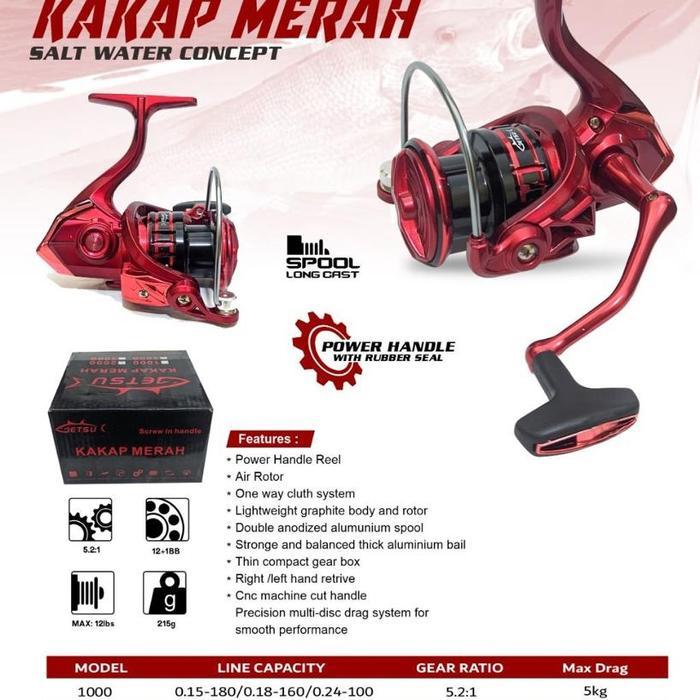 Reel Pancing Getsu Kakap Merah Body Metal 7000 Reel Laut