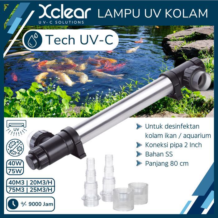 Lampu UV-C Kolam Ikan dan Aquarium 40 Watt Stainless Steel untuk Desinfeksi Air
