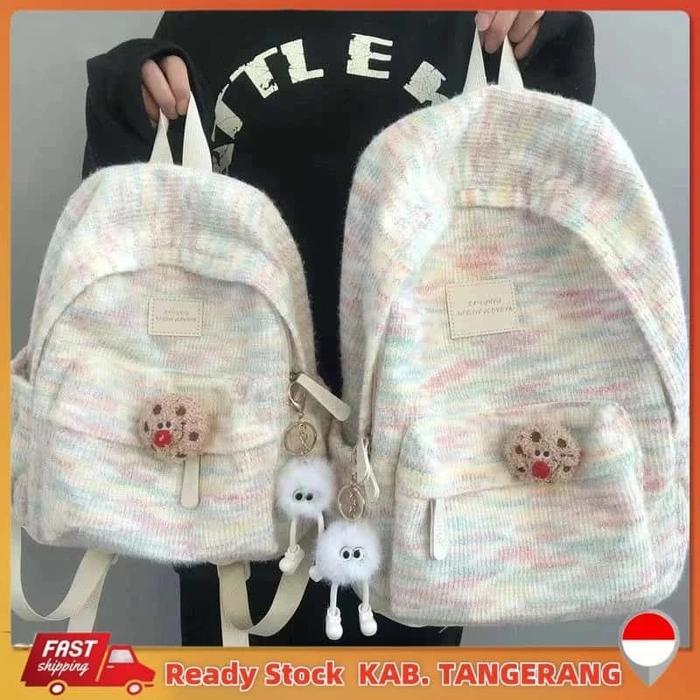 Elizabeth - Tas Sekolah Pelangi Volume Tinggi Tas Ransel Laptop Fashion Trendi Tas Gradient Pink