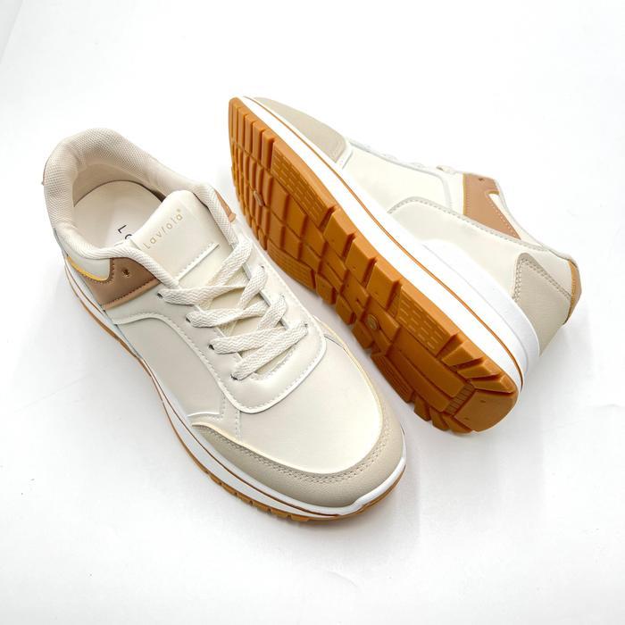 Laviola 4622 LSY - Sepatu Sneakers Casual Wanita Beige dan Grey Shoes Kasual - BEIGE, 37