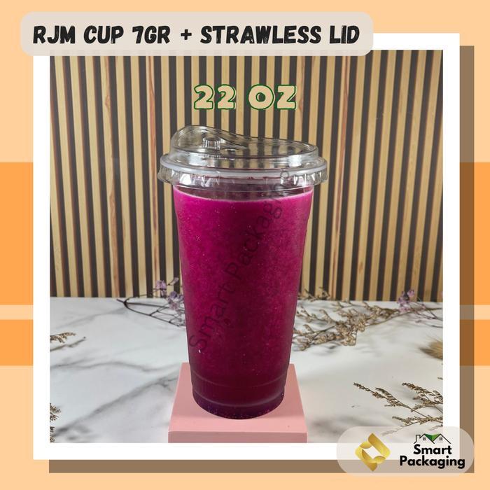 [Isi 50 Pcs] Rjm Gelas Plastik Pp 18 Oz 22 Oz 7Gr 22 Oz 8Gr + Strawless Lid Rjm Imp / Cup Plastik