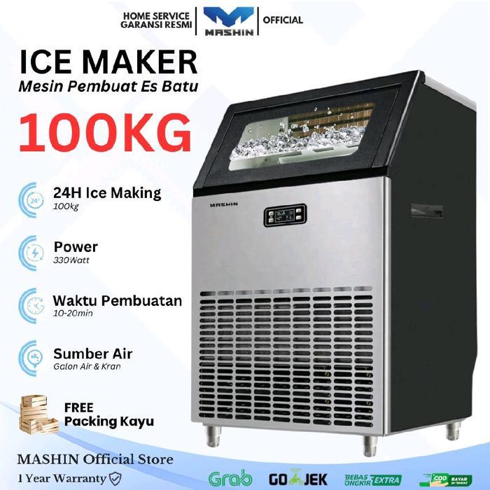 Mesin Pembuat Es Batu Kristal Kapasitas 100 kg/hari Tipe Cube Ice
