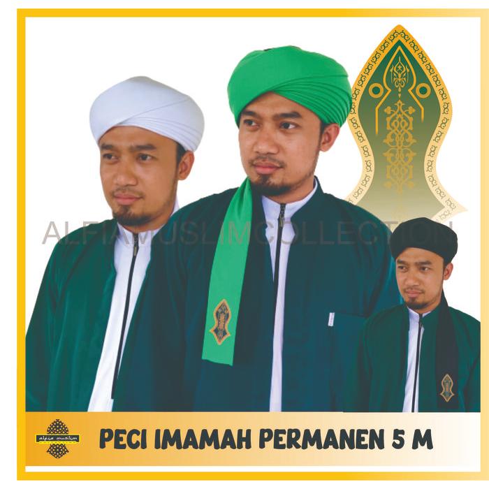 Sorban Imamah permanen Rida Panjang 5 Meter - 2, Putih