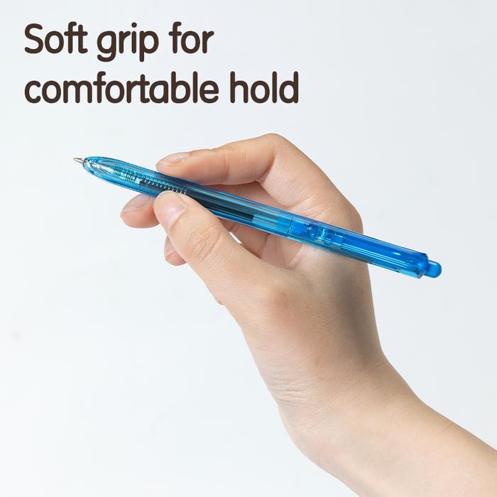 Deli Ball Pen Scrivin 0.5 Clicker Black Blue Red Pulpen Deli Cetek Eq105 Hitam Biru Merah Lusin Box