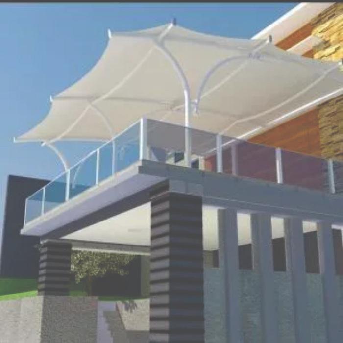 Tenda Kanopi Awning Taman Custom Bahan Pvc Atap Membran 410 Gsm