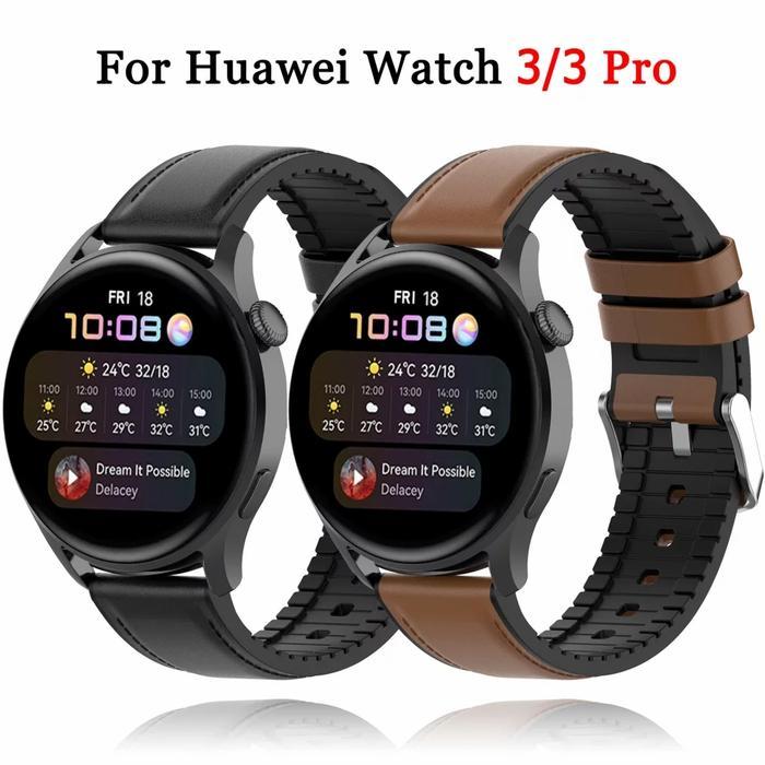 STRAP TALI JAM HUAWEI WATCH GT3 / GT 3 46MM MODEL LEATHER KULIT RUBBER