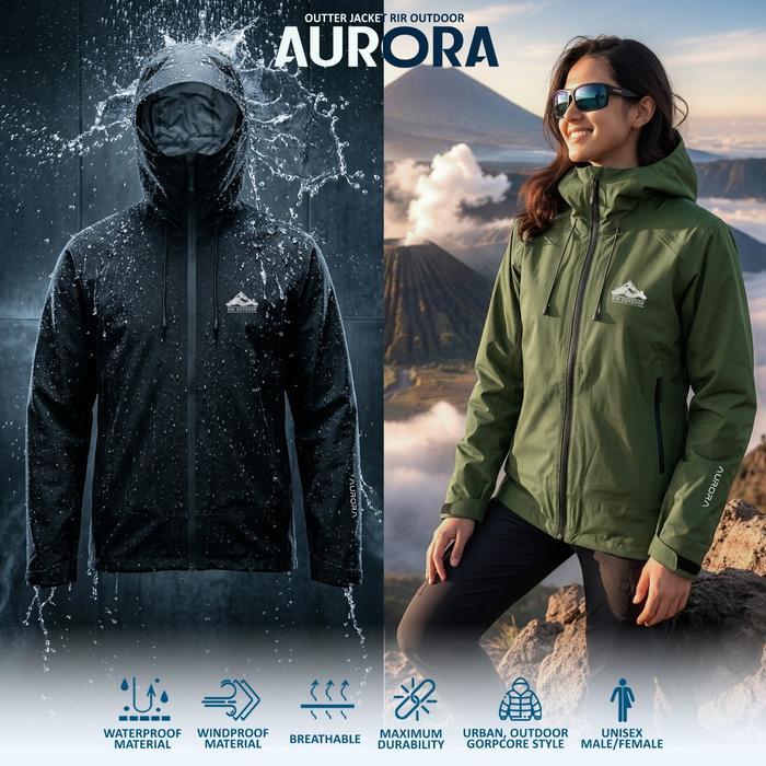 JAKET GUNUNG WATEPROOF RIR OUTDOOR AURORA GORE-TEX PACLITE 2.5 LAYER TECHNOLOGY JAKET GORPCORE