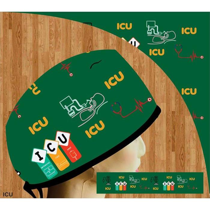 dokter/Scrub hat/Surgical cap/Headcap Topi Dokter Scrub Hat Surgical Cap Headcap Motif Printing ICU 