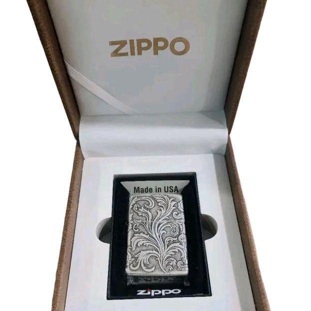 Zippo Antique Silver Floral Arabesque 5 Sisi Engrave Japan Finish