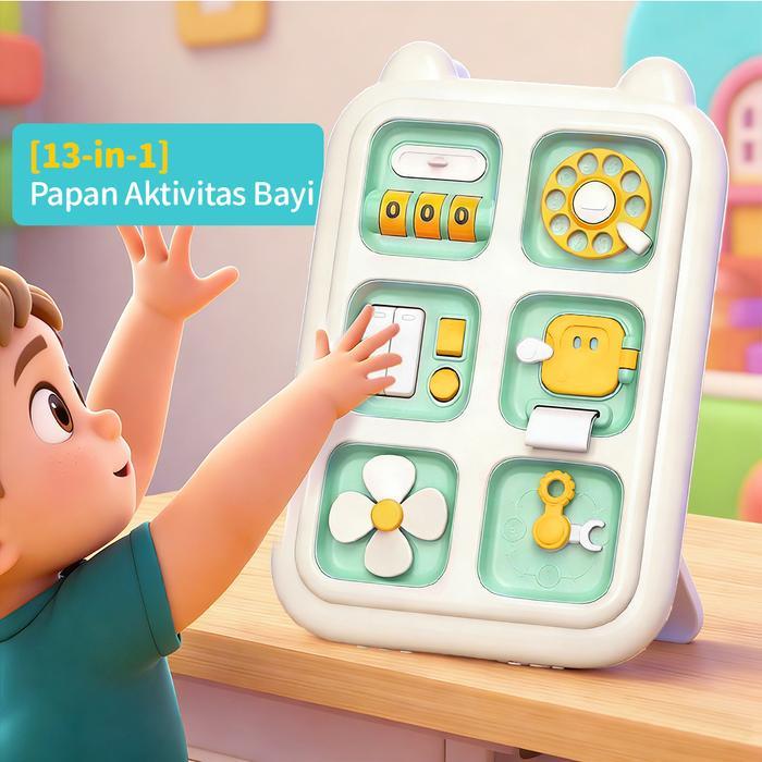 Mainan Fokus Anak - Busy Board Lucu dengan 13 Aktivitas - Bikin Anak Fokus Sambil Belajar- Ajak Anak