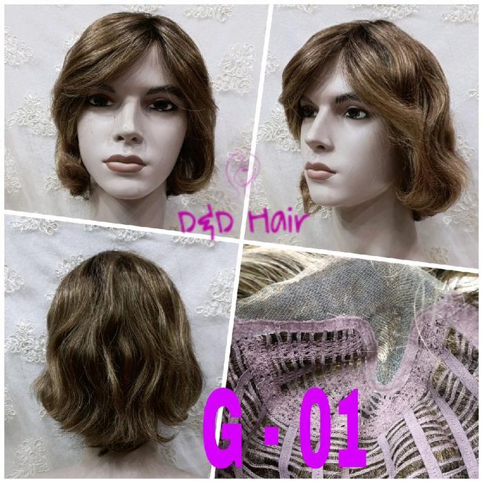 Wig Gondrong - Wig Pria - Half Lace Wig dan Front Lace Wig - Wig Warna Kuaitas - G-01 Front Lace