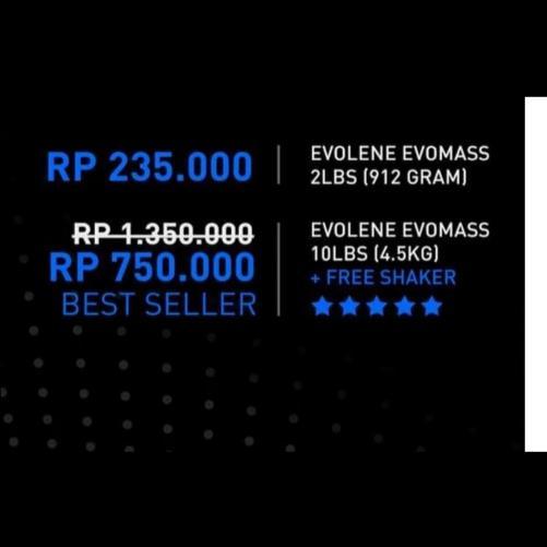 Promo Evolene Evomass Gainer Coklat Hazelnut 2 Lbs / 912 Gram Evo Mass Terlaris