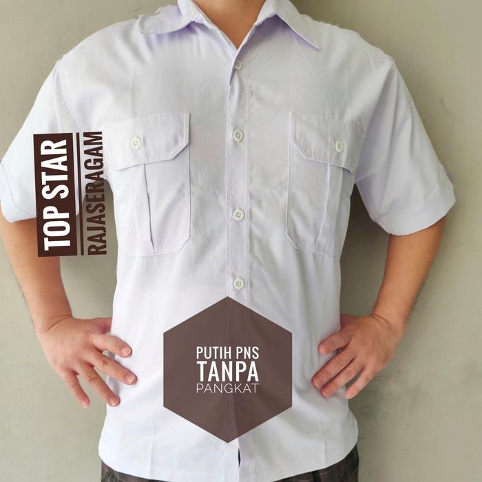 Putih TANPA PANGKAT Baju Kemeja Putih TANPA PANGKAT PDH ASN PDL PEMDA SERAGAM Drill - S, Pendek TANP