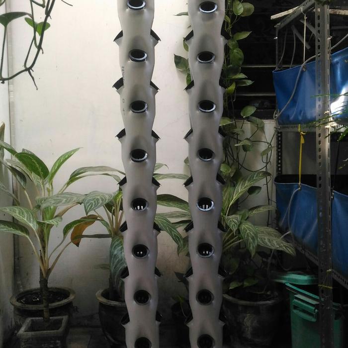 Pot Tower Vertikal Hidroponik 4 Inch 1,5 M 36 Lubang Include Netpot Terlaris