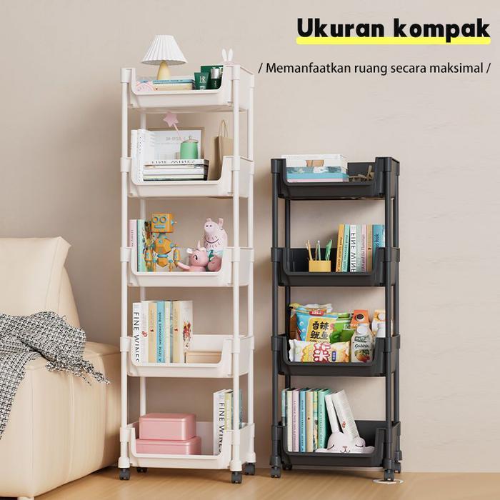 Premium Leeye Rak Susun Serbaguna Rak Rak Penyimpanan Makanan Roda Rak Ringan Toy Storage Rak Susun