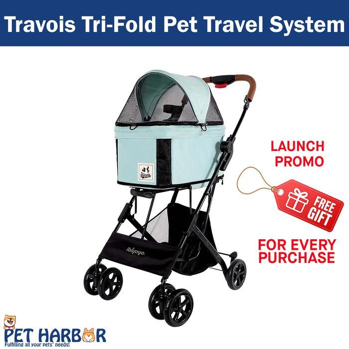 IBIYAYA Stroller Travois Tri-Fold Pet Travel System Stroller Anjing
