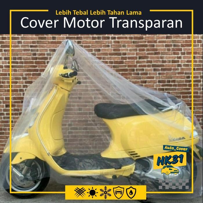 "New" Sarung motor Vespa premium transparan tebal - Cover Motor Vespa Premium transparan plastik for